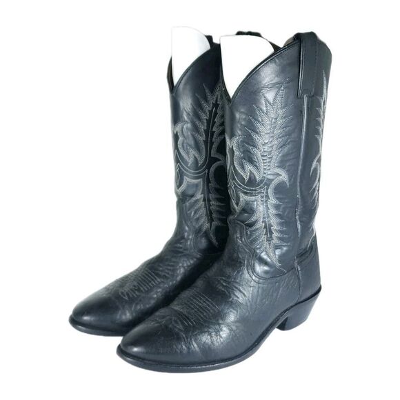 Tony Lama Men's US10 EE Black Gray Textured Leather Western Cowboy Boots - Picture 1 of 16